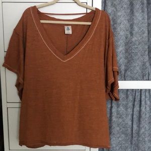 Free People Over-Sized V-Neck T-shirt